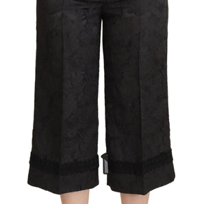 Dolce &amp; Gabbana Elegant Black Brocade Cropped Pants