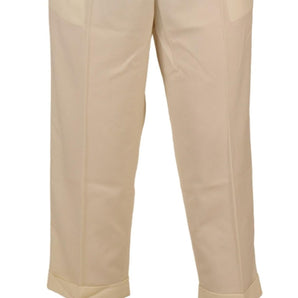 Dolce &amp; Gabbana Elegant Ivory High-Waist Wool Pants