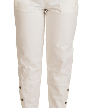 Dolce &amp; Gabbana Elegantes pantalones cónicos blancos de cintura alta