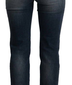 Dolce &amp; Gabbana Vaqueros ajustados de diseñador de cintura alta en azul