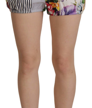 Dolce & Gabbana Multicolor Patchwork High Waist Cotton Shorts