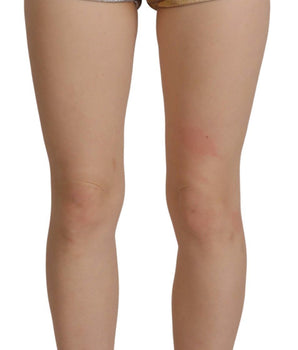 Dolce & Gabbana Gold Cotton Blend Glittered Hot Shorts