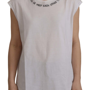 Dolce &amp; Gabbana Elegant White Cotton Sleeveless Top