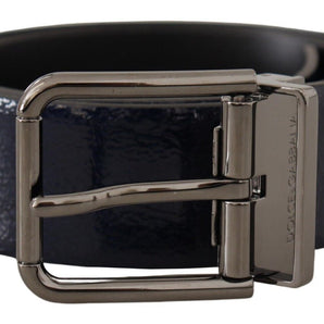 Dolce & Gabbana Elegant Blue Leather Belt with Silver Buckle