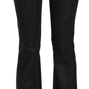 John Galliano Chic Flared Mid Waist Black Denim