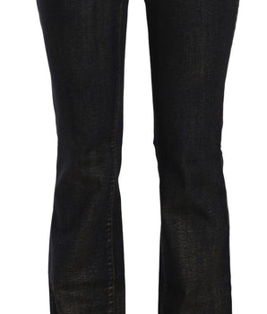 John Galliano Black Washed Mid Waist Flared Denim Pants Cotton