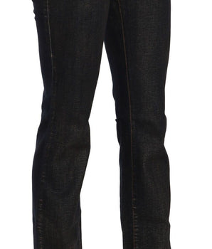 John Galliano Black Washed Mid Waist Flared Denim Pants Cotton