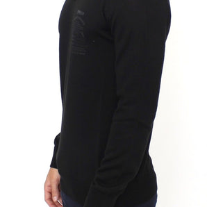 Ermanno Scervino Elegant Black V-Neck Wool Blend Sweater