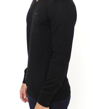 Ermanno Scervino Elegant Black V-Neck Wool Blend Sweater Ermanno Scervino 
