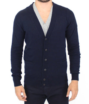 Ermanno Scervino Chic Blue Wool Blend Cardigan Sweater Ermanno Scervino 
