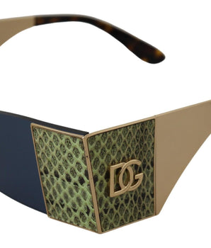 Dolce & Gabbana Gold Metal Rectangle Shades DG2263 Sunglasses