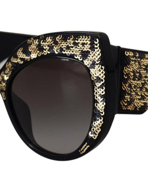 Dolce & Gabbana Black Gold Sequin Butterfly Polarized DG4326 Sunglasses
