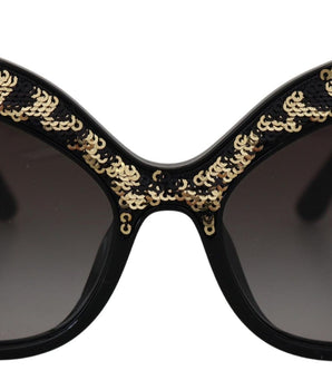 Dolce & Gabbana Black Gold Sequin Butterfly Polarized DG4326 Sunglasses
