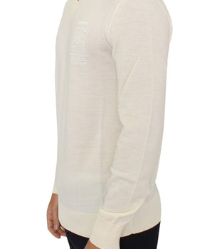 Ermanno Scervino Off-White V-Neck Wool Blend Pullover Ermanno Scervino 