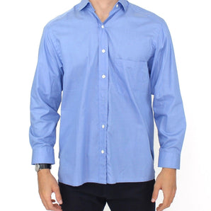 Ermanno Scervino Dapper Camisa de Vestir de Algodón Azul para Hombre