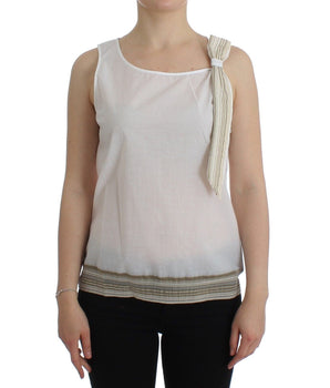 Ermanno Scervino Elegant White Bow-Detailed Sleeveless Top Ermanno Scervino 