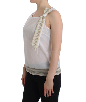 Ermanno Scervino Elegant White Bow-Detailed Sleeveless Top Ermanno Scervino 
