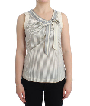 Ermanno Scervino Chic Striped Cotton-Silk Bow Top Ermanno Scervino 