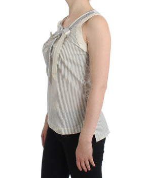 Ermanno Scervino Chic Striped Cotton-Silk Bow Top Ermanno Scervino 