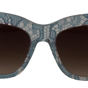 Dolce &amp; Gabbana Elegantes gafas de sol azules con detalle de encaje