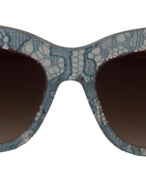 Dolce &amp; Gabbana Elegantes gafas de sol azules con detalle de encaje