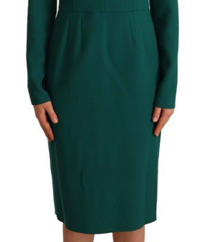Dolce &amp; Gabbana Vestido tubo midi verde esmeralda con broche de cristal