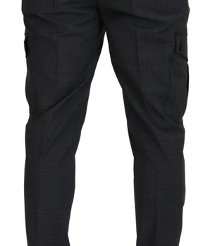 Dolce & Gabbana Gray Checked Cargo Trousers Stretch Pants