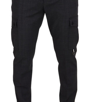 Dolce & Gabbana Gray Checked Cargo Trousers Stretch Pants