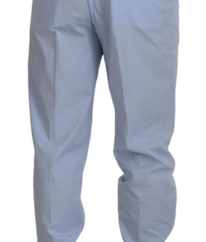 Dolce & Gabbana Blue Cotton Stretch Trousers Chinos Pants