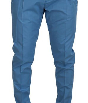 Dolce & Gabbana Blue Cotton Silk Trousers Chinos Pants