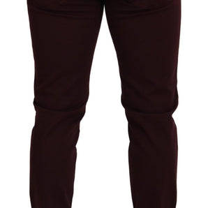 Dolce &amp; Gabbana Slim Fit Bordeaux Jeans - Italian Luxury