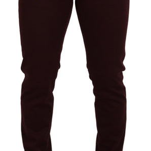 Dolce &amp; Gabbana Slim Fit Bordeaux Jeans - Italian Luxury