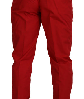 Dolce & Gabbana Red Cotton Slim Fit Trousers Chinos Pants