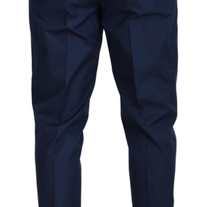 Dolce &amp; Gabbana Elegant Slim Fit Chinos in Blue Silk Blend