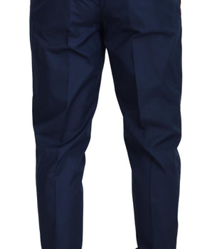 Dolce & Gabbana Blue Cotton Silk Trousers Chinos Pants