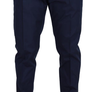 Dolce &amp; Gabbana Elegant Slim Fit Chinos in Blue Silk Blend