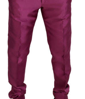 Dolce & Gabbana Pink Silk Slim Trousers Dress Formal Pants