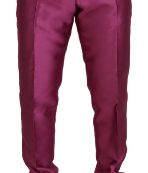 Dolce & Gabbana Pink Silk Slim Trousers Dress Formal Pants