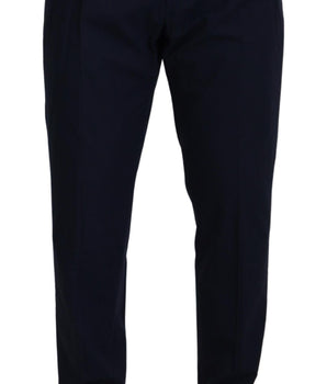 Dolce & Gabbana Blue Cotton Slim Trousers Chinos Pants