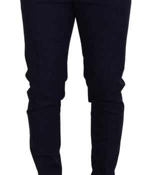 Dolce & Gabbana Blue Linen Cotton Slim Trousers Chinos Pants