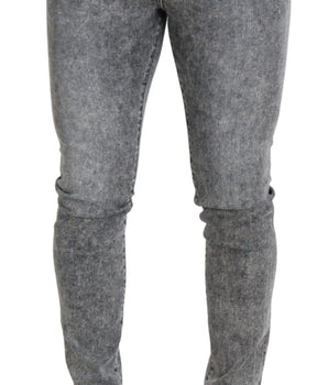 Dolce & Gabbana Gray Slim Fit Wash Stretch Cotton Denim Jeans