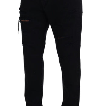 Dolce & Gabbana Black Loose Regular Torn Cotton Jeans