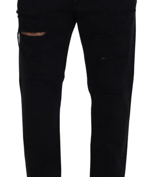 Dolce & Gabbana Black Loose Regular Torn Cotton Jeans