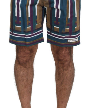 Dolce & Gabbana Multicolor Striped Stretch Cotton Shorts