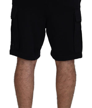 Dolce & Gabbana Black Cotton Bermuda Cargo Shorts