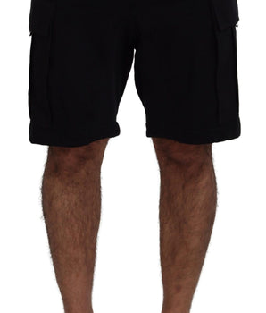 Dolce & Gabbana Black Cotton Bermuda Cargo Shorts