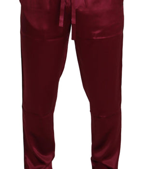 Dolce & Gabbana Bordeaux Silk DG Sleep Lounge Pants