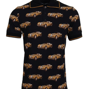 Dolce &amp; Gabbana Elegant Car Print Polo T-Shirt in Black