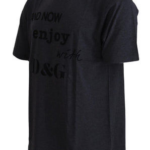 Dolce & Gabbana Elegant Gray Motive Crew Neck T-Shirt