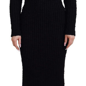 Dolce &amp; Gabbana Elegante vestido jersey de mezcla de lana negro